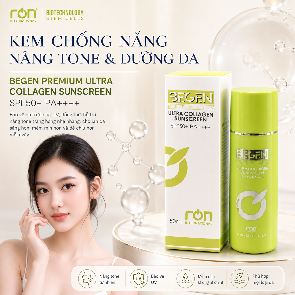 Kem Chống Nắng/ Ultra Collagen Sunscreen 50+